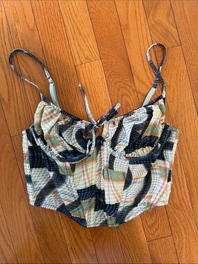 Women’s Multicolor Plaid Crop Bustier Top